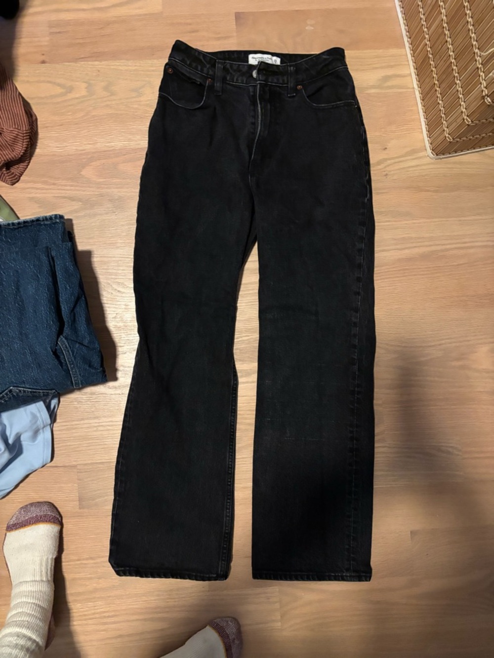 Abercrombie & Fitch Black Straight-Leg Jeans